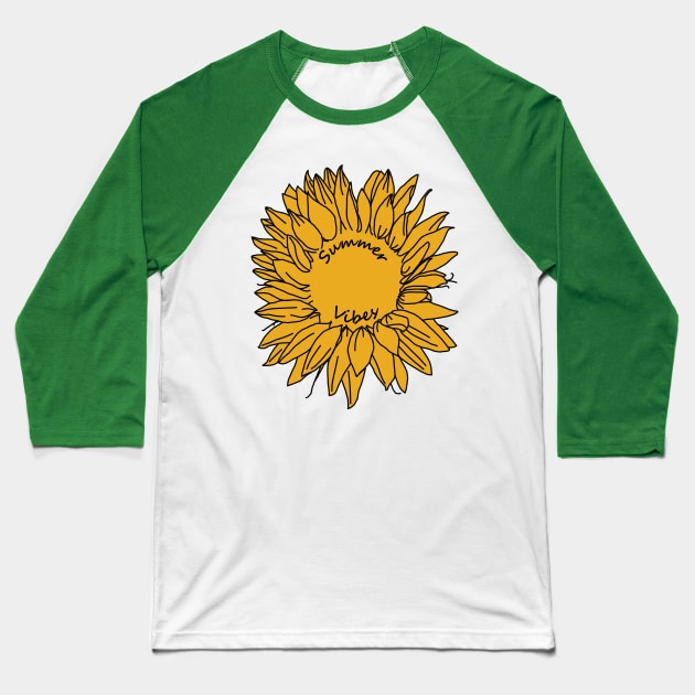 Summer Vibes Sunflower Baseball T-Shirt by ellenhenryart